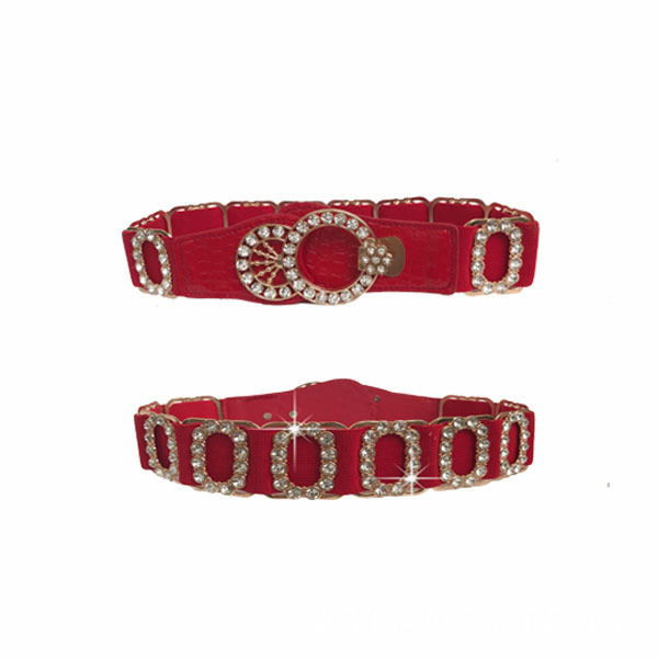 Ladies Elastic Belt Accessories Decorative Rhinestone Belt