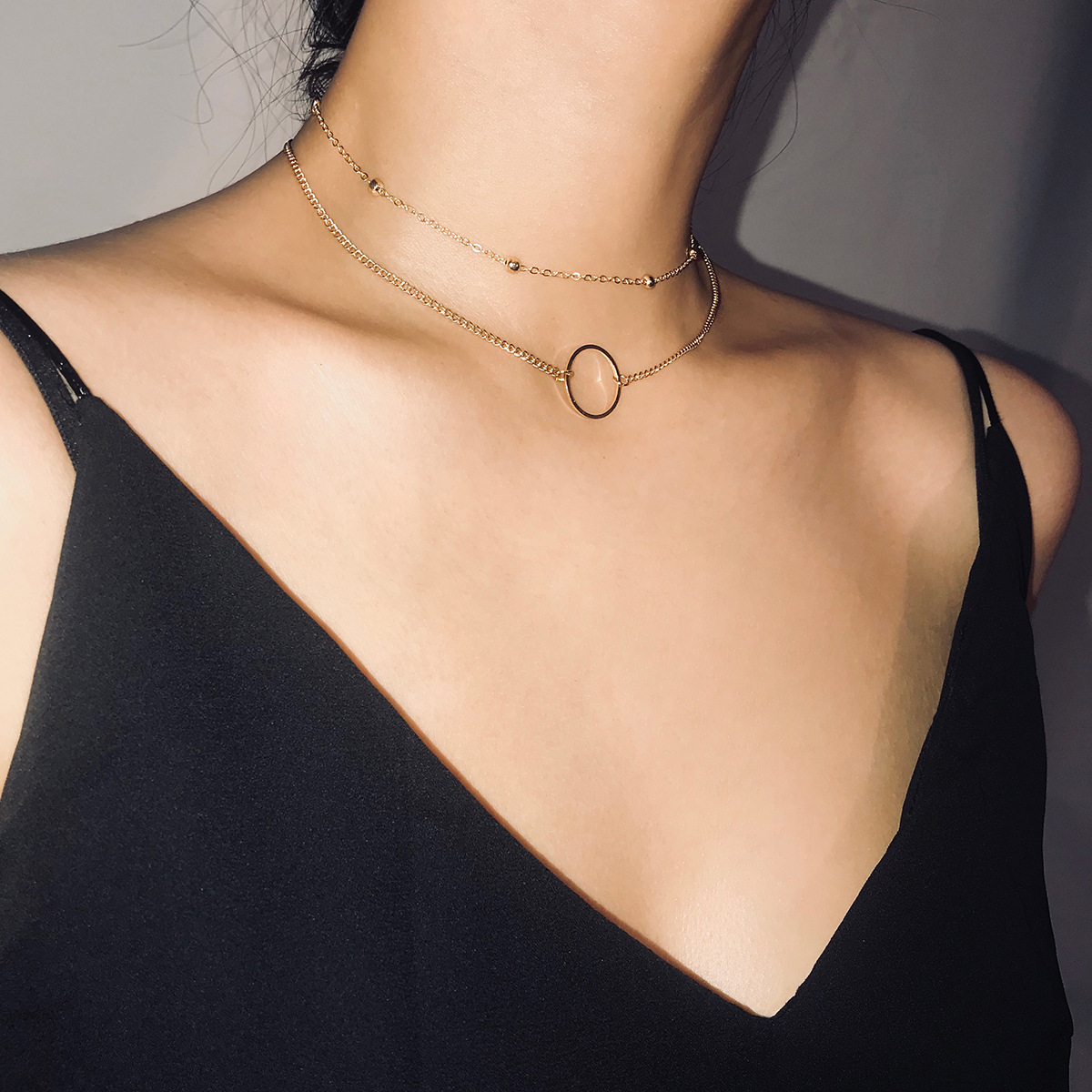SUMENG New Arrival Fashion Modern Choker Necklace Two Layers Round Necklaces Gold Color Necklace Choker Jewelry For Women - Image 3