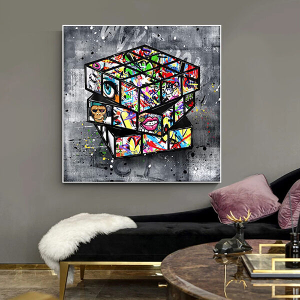 Banksy Graffiti Rubik’s Cube Canvas Painting Wall