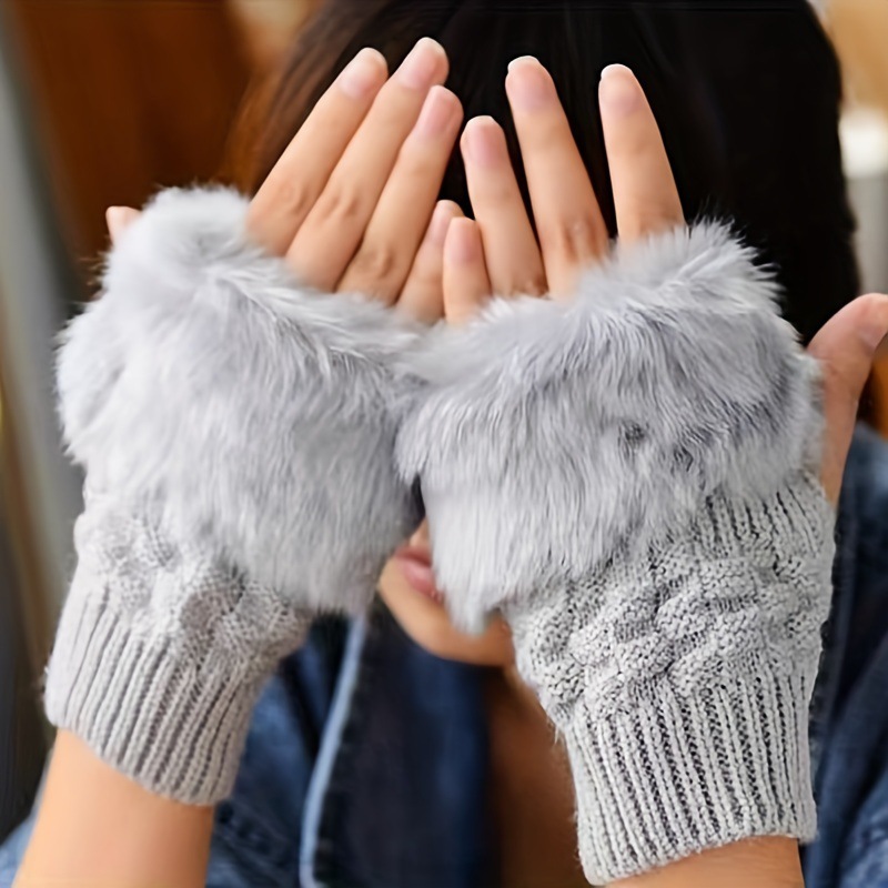 Women's Knit Fingers Gloves Soft Polyester - Image 4