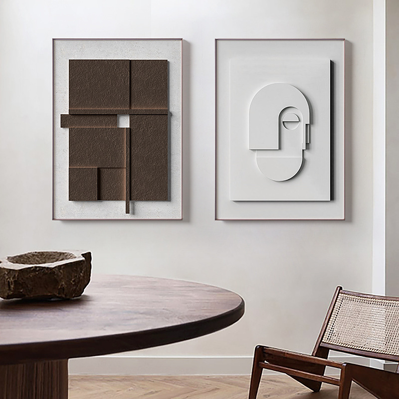 Three-dimensional Abstract Silent Style Geometric Morandi Hanging Painting - Image 2