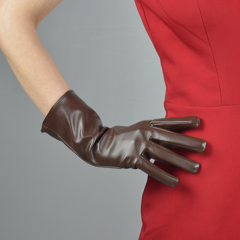 Women's Fashion PU Matte Long Leather Gloves - Image 4