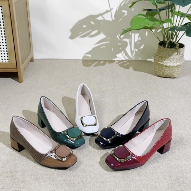 European And American-style Square Toe Chunky Heel Fashion Shoes Women's Slip-on - Image 5