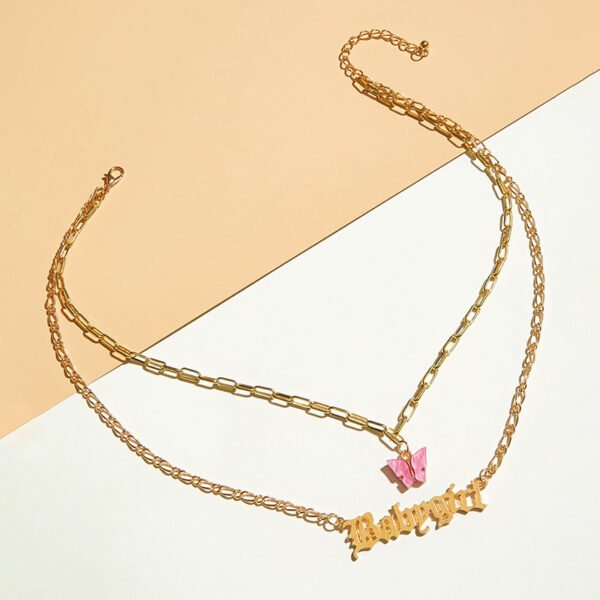 Acrylic butterfly necklace double letter