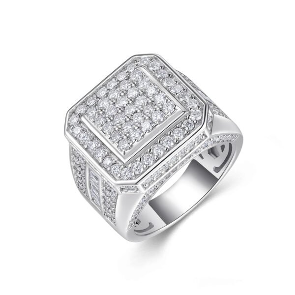Men’s Letter H Set With Top-quality Moissanite Luxury And Fashionable Light Luxury Jewelry Silver Ring S925 Silver Plated Platinum
